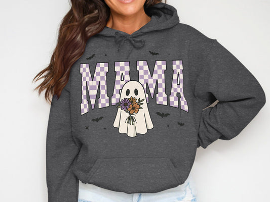 Cute Ghost with Flower Mama Design Hoodie Product