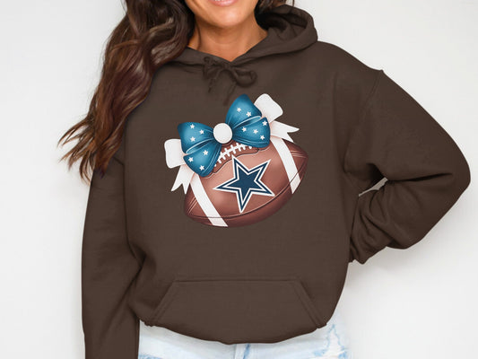 Football Hoodie with Star and Bow Design product type