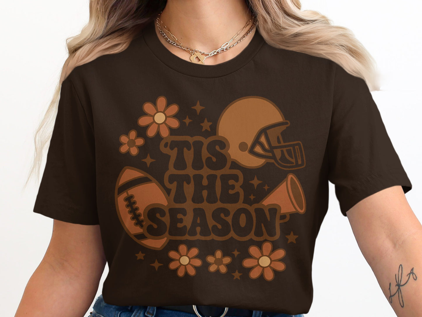 Tis The Season Football Themed Tee Shirt Product
