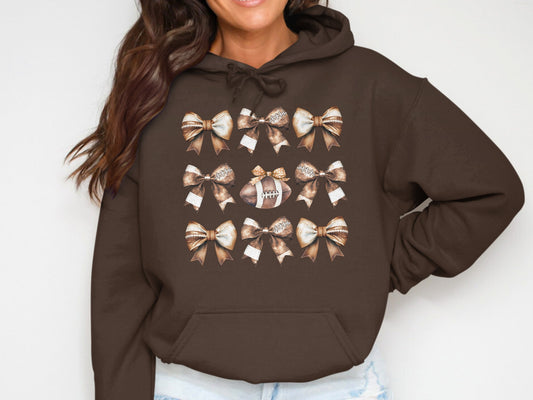 Cute Bows Patterned Brown Hoodie Fashionable Product