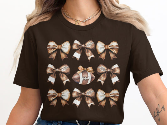 Football Bowknot Pattern Cute Women's Casual T-Shirt product type