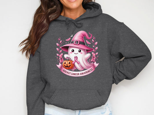 Breast Cancer Awareness Halloween Ghost Hoodie product type