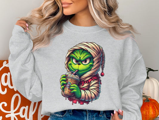 Cute Festive Character Drinking Coffee Sweatshirt product type