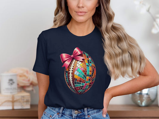 Mosaic Globe with Pink Bow Design T-shirt product type