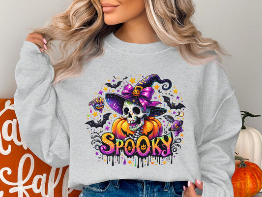 Spooky Witch Pumpkin Halloween Graphic Sweatshirt product