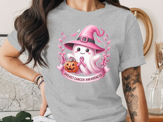 Breast Cancer Awareness Ghost Witch T-shirt product