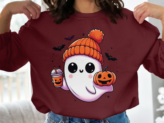 Cute Halloween Ghost with Pumpkin Sweatshirt product type