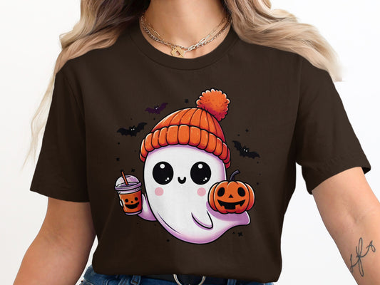 Cute Ghost with Pumpkin Hat Halloween T-Shirt product