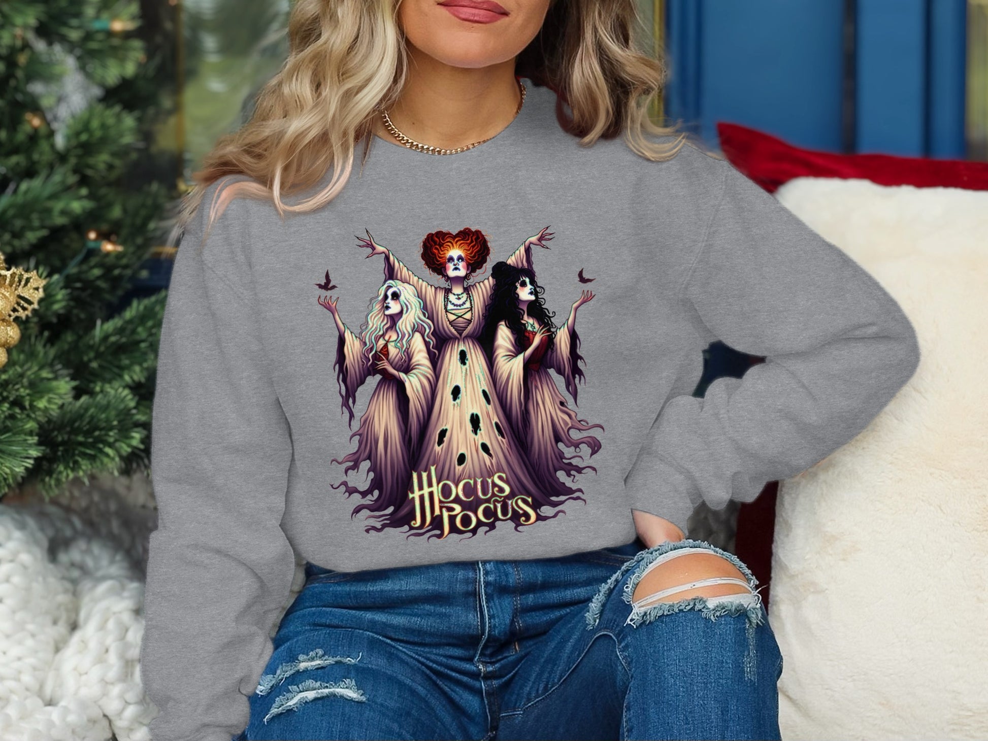 Hocus Pocus Witch Sisters Graphic Grey Sweatshirt product