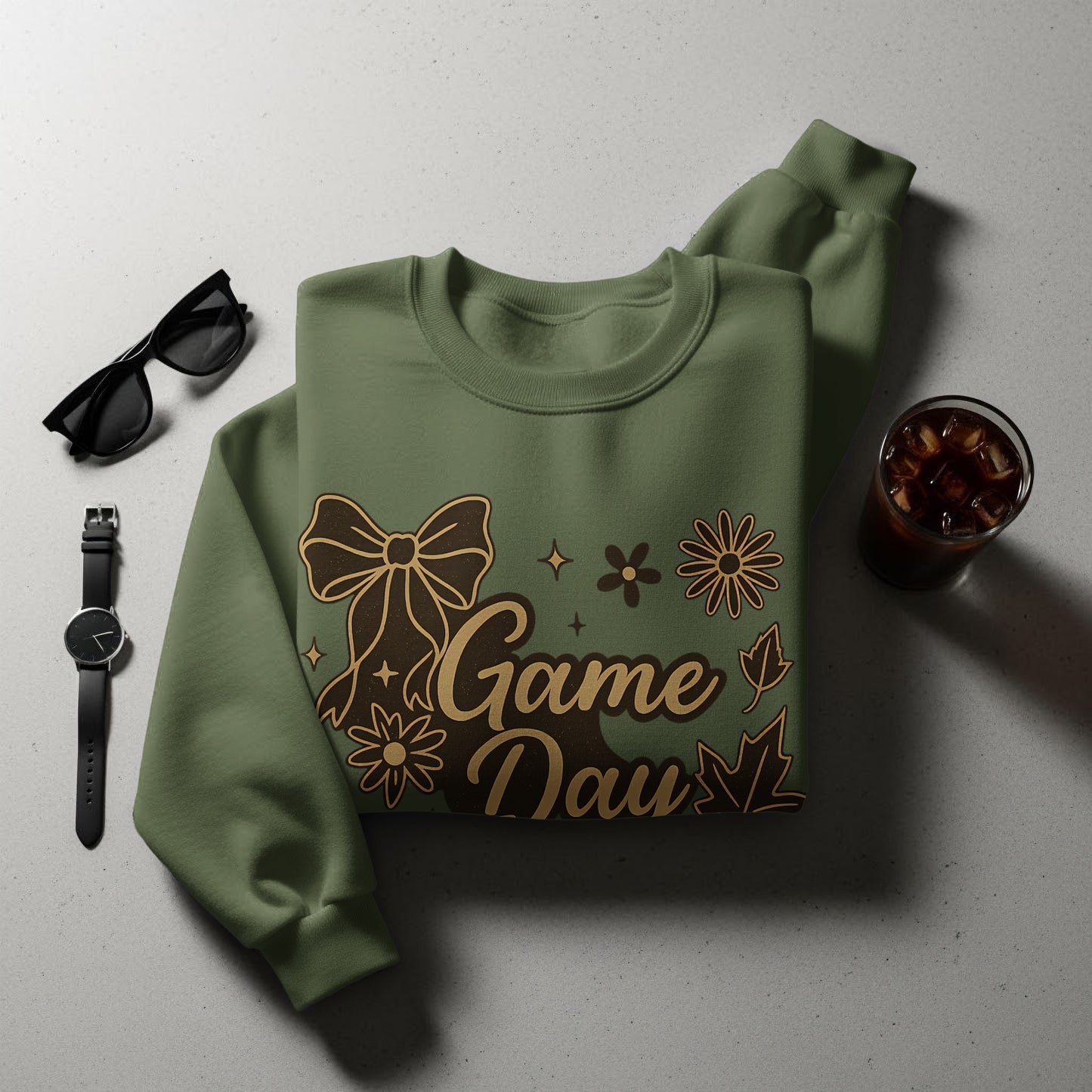 Game Day Bow Flowers Leaves Graphic Design Product