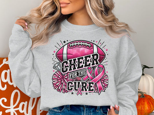 Cheer For The Cure Pink Ribbon Graphic Sweatshirt product