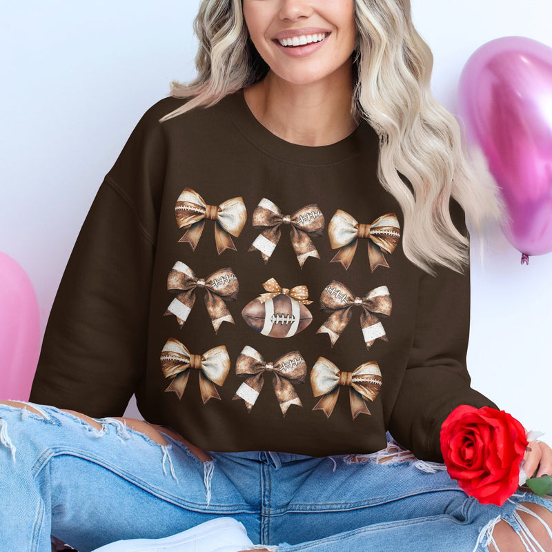 Football Bows Gameday Sweatshirt | Cozy Fall Outfit
