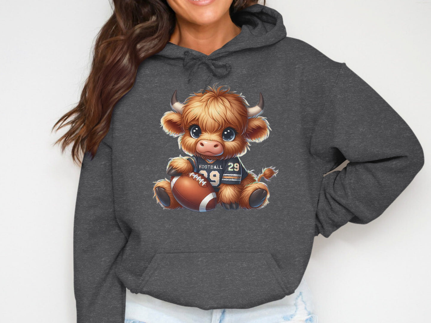 Adorable Cartoon Bull with Football Hoodie product