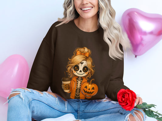 Halloween Themed Sweater with Pumpkin Illustration product