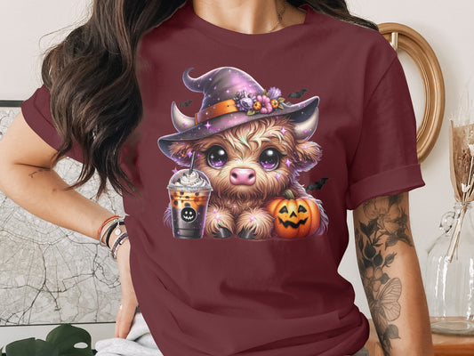 Cute Halloween Cow Witch T-Shirt for Festive Season product