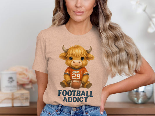 Football Addict Cute Cartoon Bull Graphic T-Shirt product type