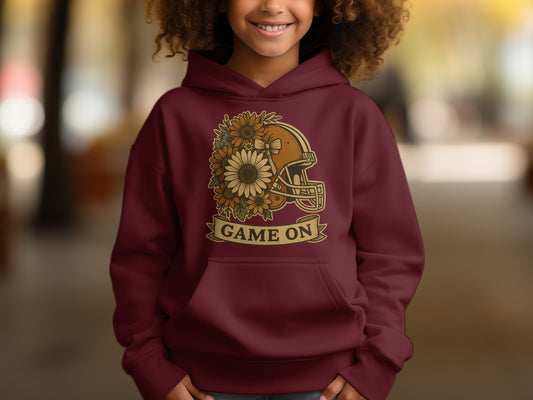 Game On Floral Football Youth Hoodie product