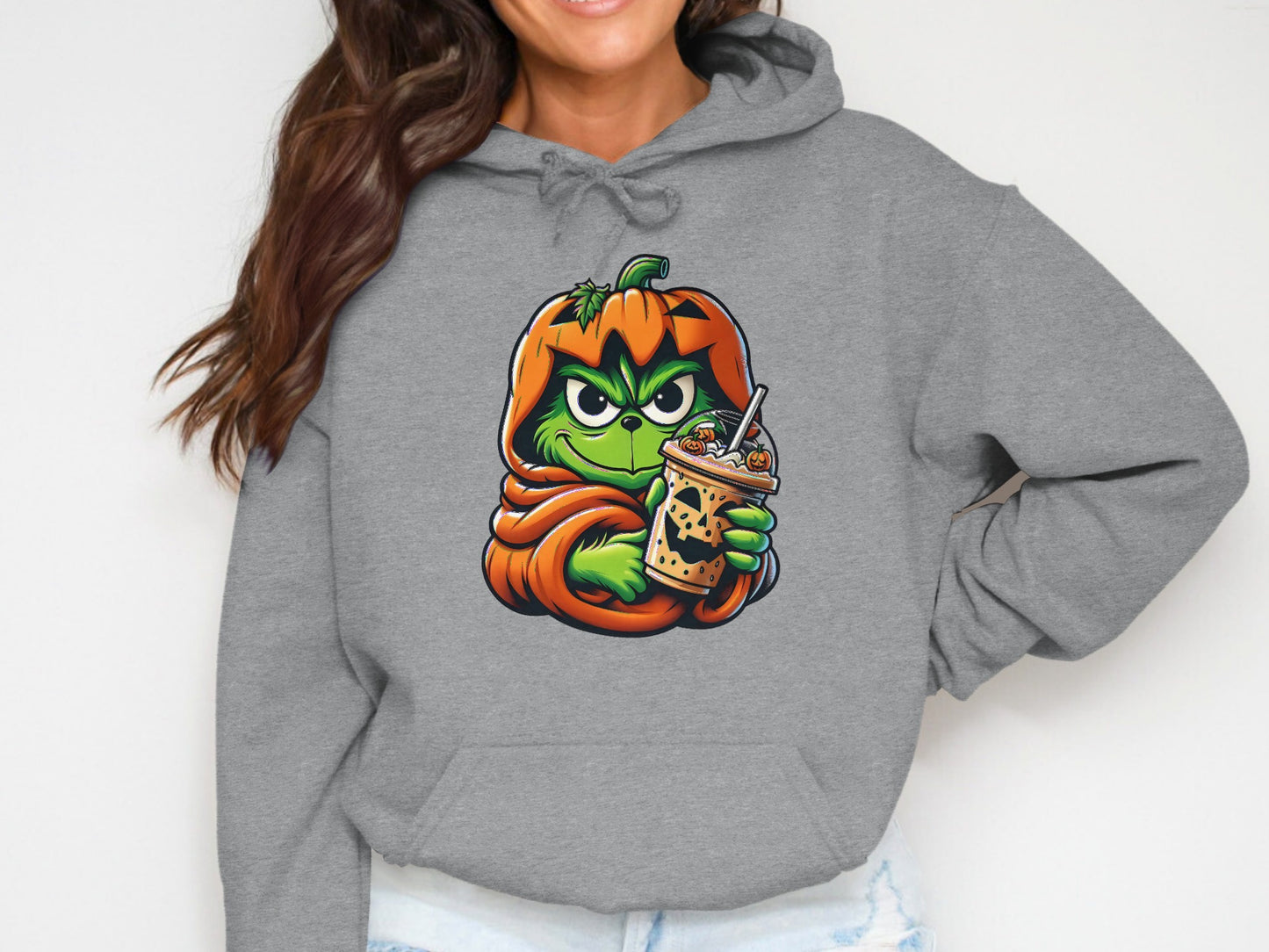 Halloween Green Character with Pumpkin Hooded product type