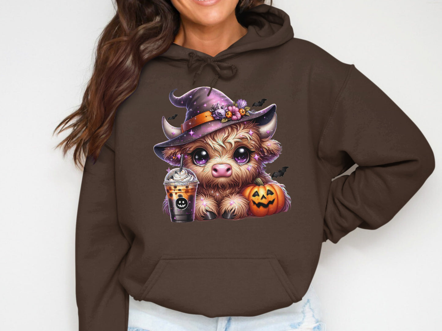 Adorable Halloween Witch Cow Design Hoodie product type