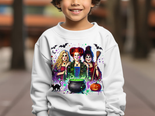 Colorful Halloween Witch Theme Kids Sweatshirt product