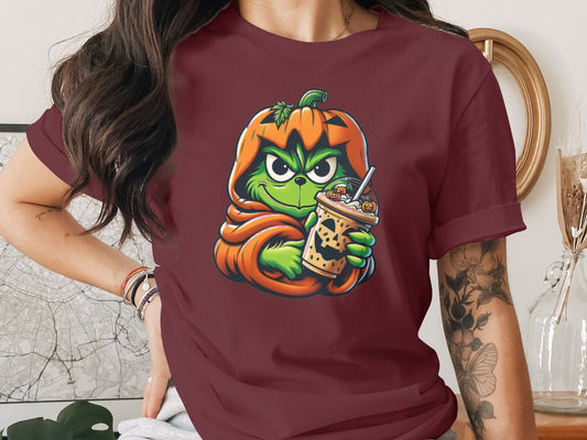 Grinch Pumpkin Latte Graphic Halloween T-shirt product type