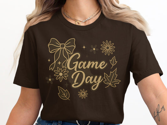 Game Day Bow Leaves Floral Graphic Tee product