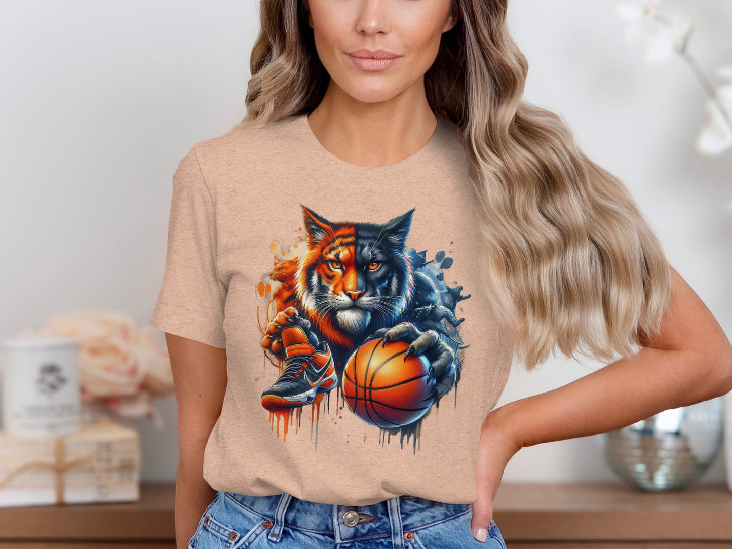 Fierce Basketball Cat Graphic Tee Shirt product type