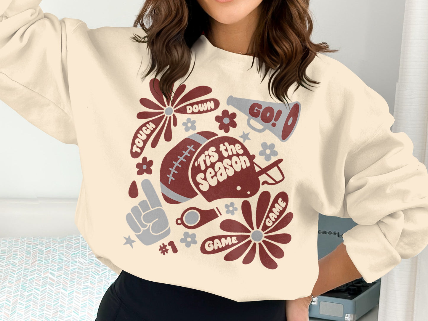 Cheerful Football Season Design Graphic Sweatshirt Product
