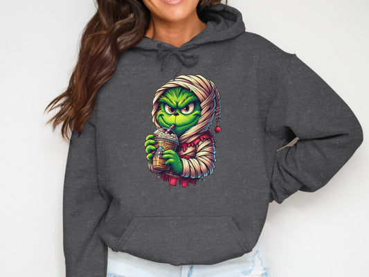 Grinch Drinking From Cup Hoodie Perfect Winter product