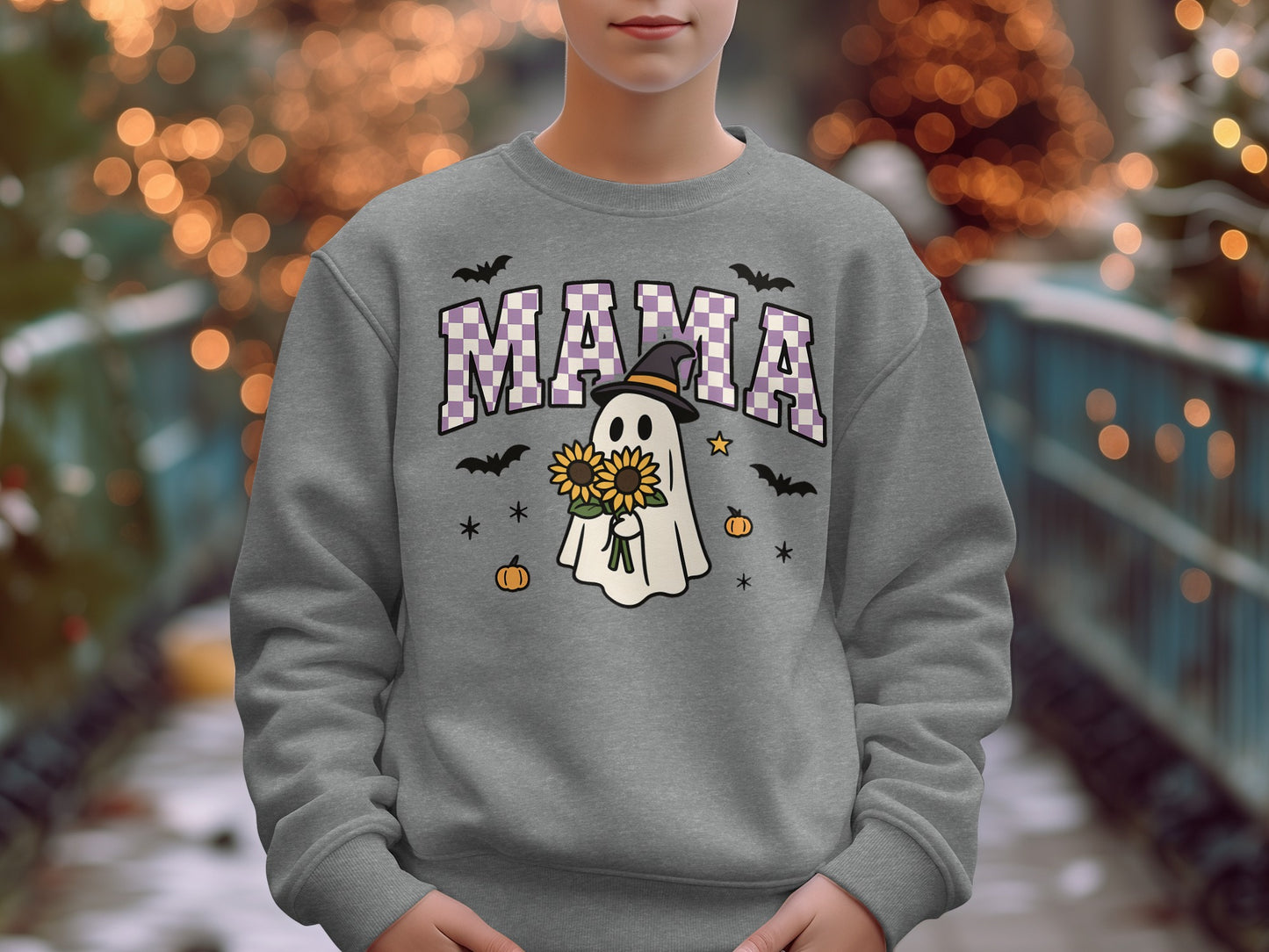 Mama Ghost with Pumpkin Halloween Sweatshirt product