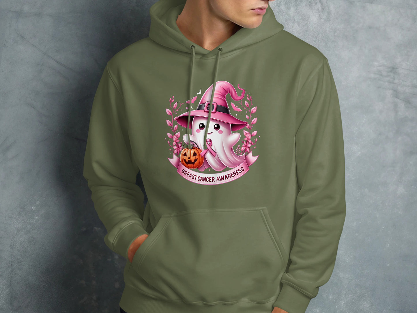 Ghost Halloween Breast Cancer Awareness Hoodie product type