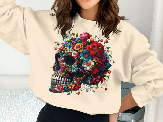 Colorful Floral Sugar Skull Graphic Sweatshirt product