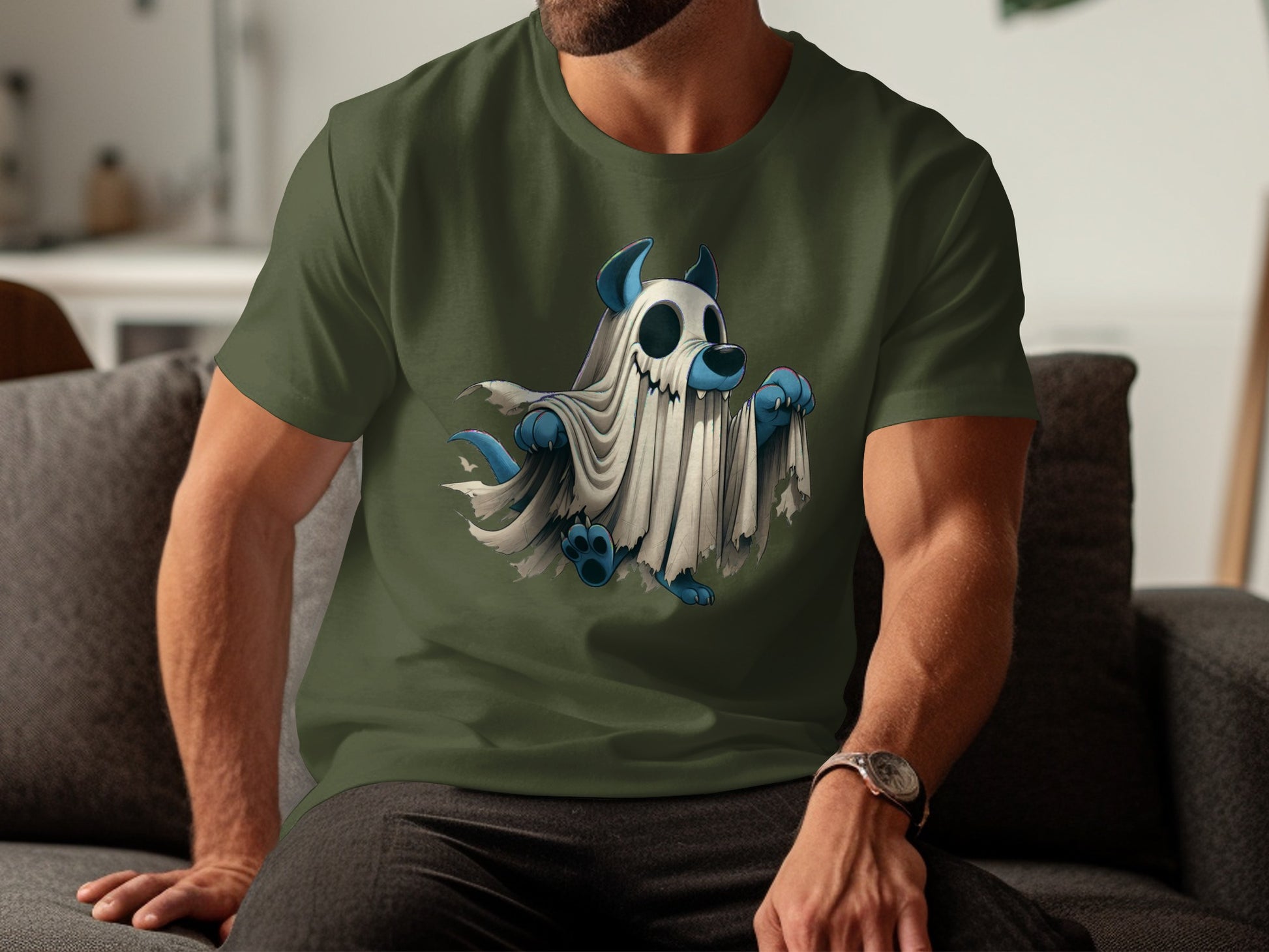Playful Ghostly Hound Graphic Novelty T-Shirt product type
