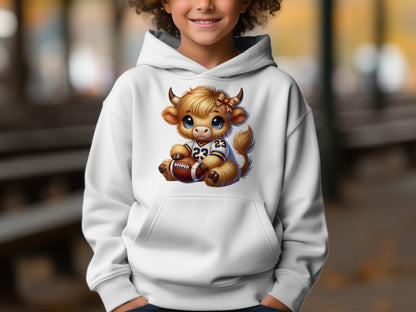 Adorable Cute Cow Hoodie with Football Design product type