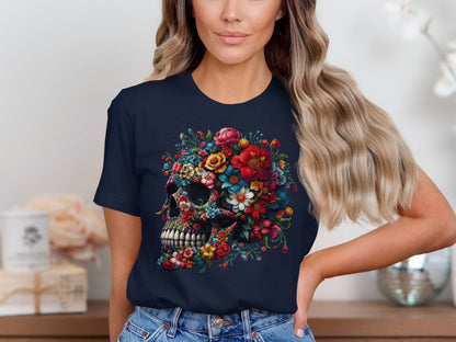 Colorful Floral Skull Graphic Design T-shirt product
