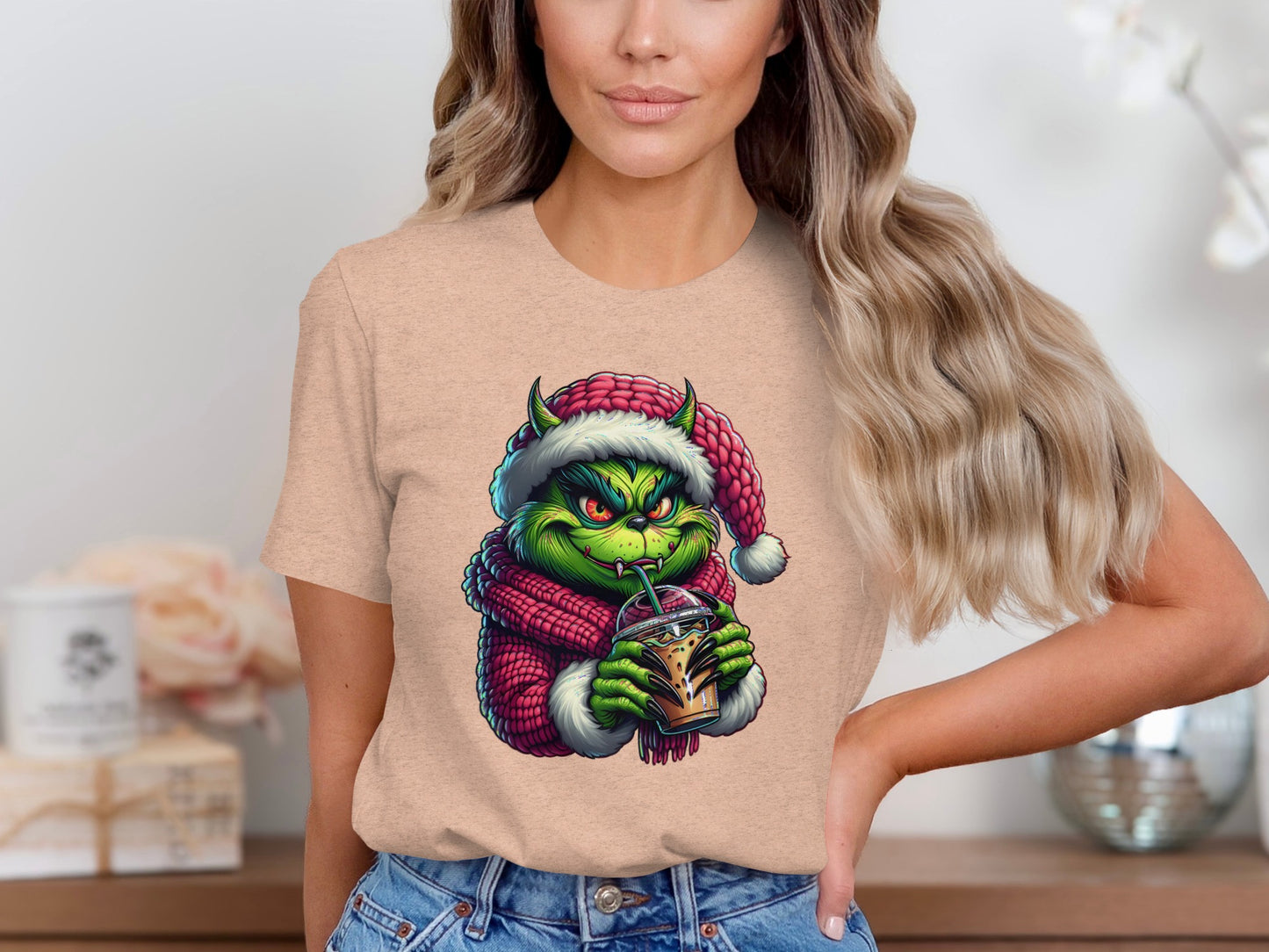 Grinch Christmas Latte Graphic Casual Unisex Apparel product