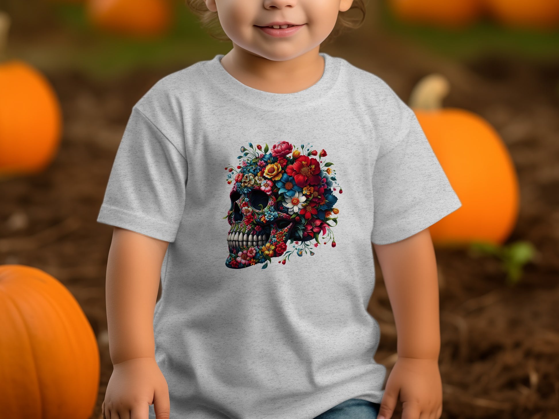Floral Skull Design Kids T-Shirt product type