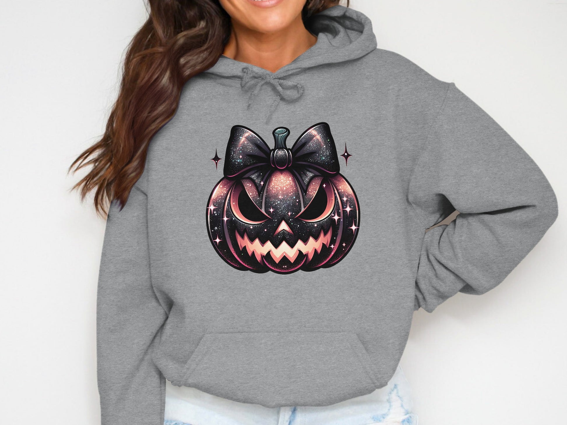 Spooky Pumpkin with Bow Graphic Hoodie product type