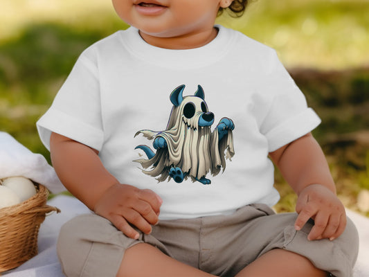 Cute Puppy in Ghost Costume Illustration Tee product