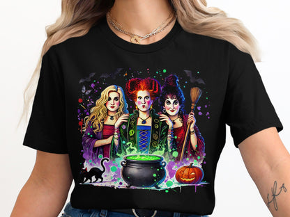 Colorful Hocus Pocus Witches Black T-Shirt product type