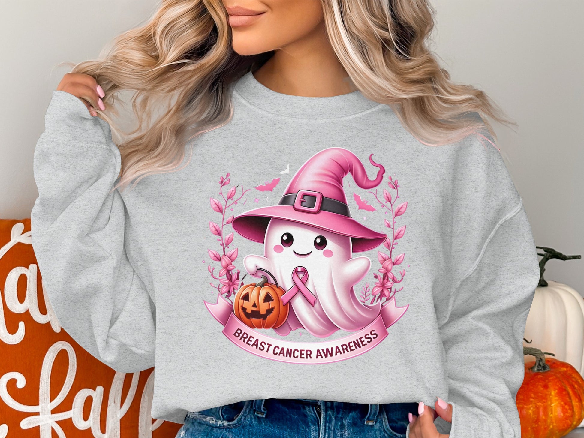 Halloween Breast Cancer Awareness Ghost Shirt product type