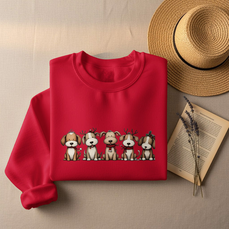Cute Christmas Dogs Reindeer Sweatshirt | Cozy Holiday Sweatshirt