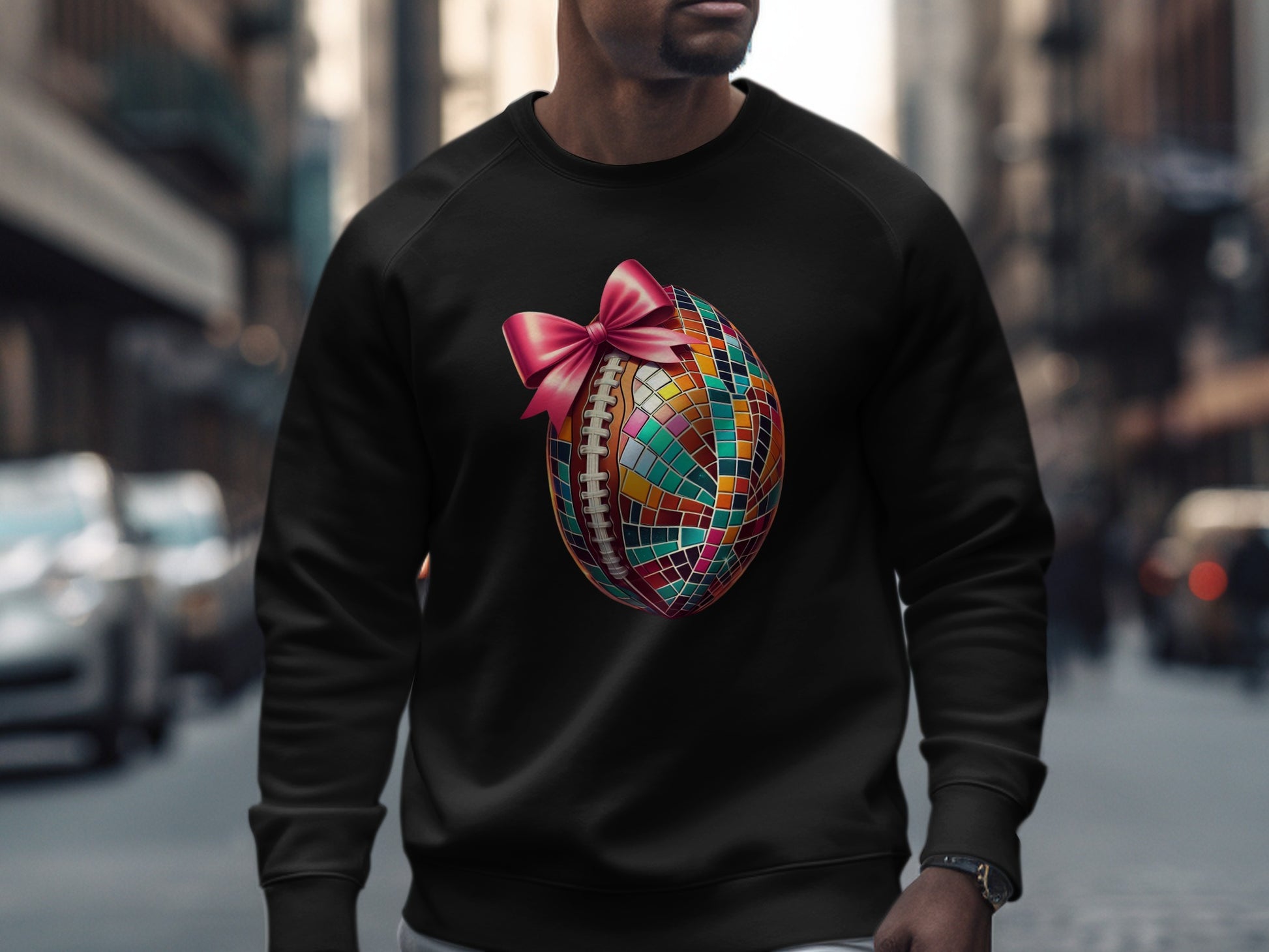 Vivid Mosaic Egg with Red Bow Design Sweatshirt product type