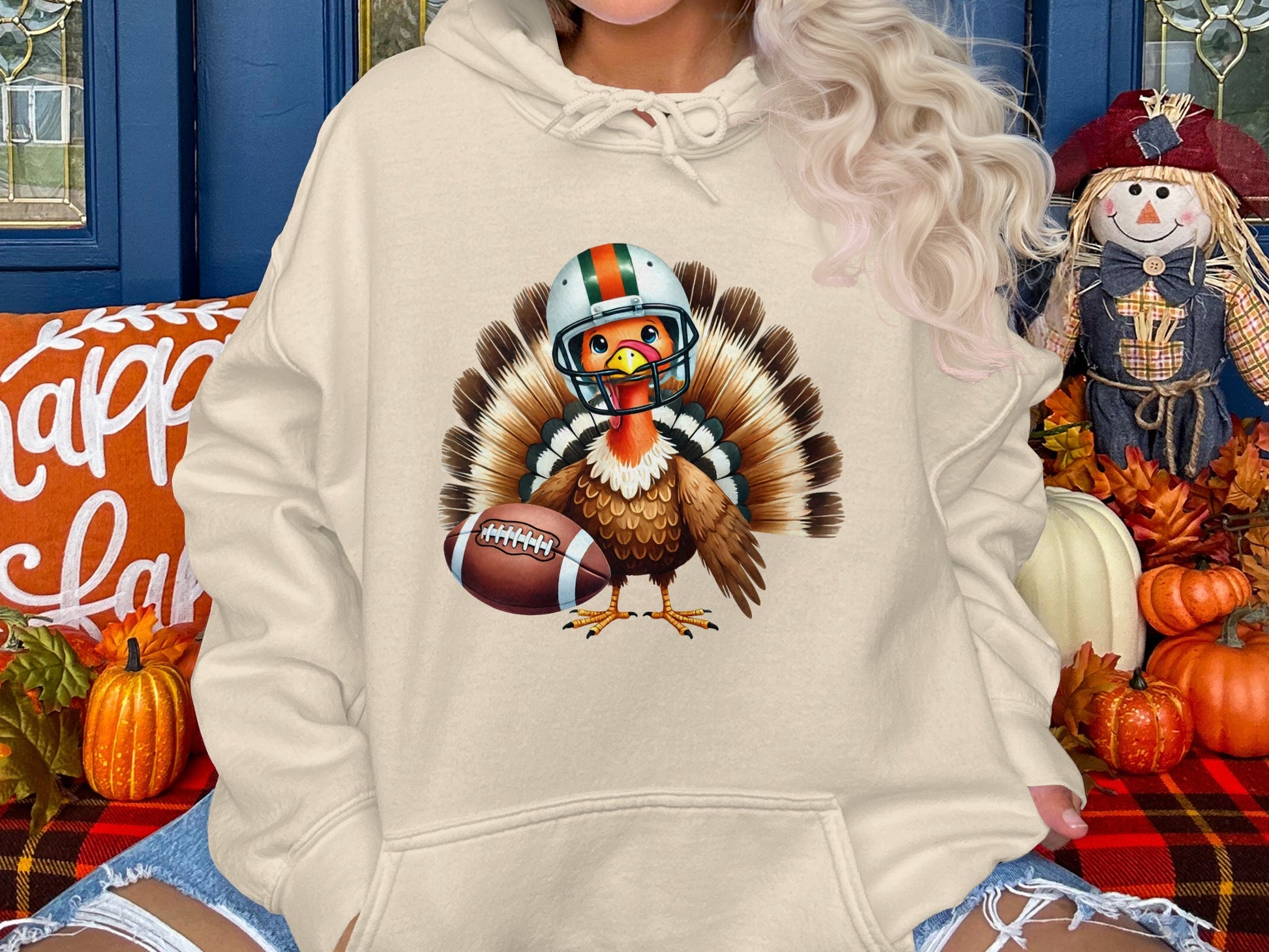 Turkey Holding Football with Helmet Hoodie product