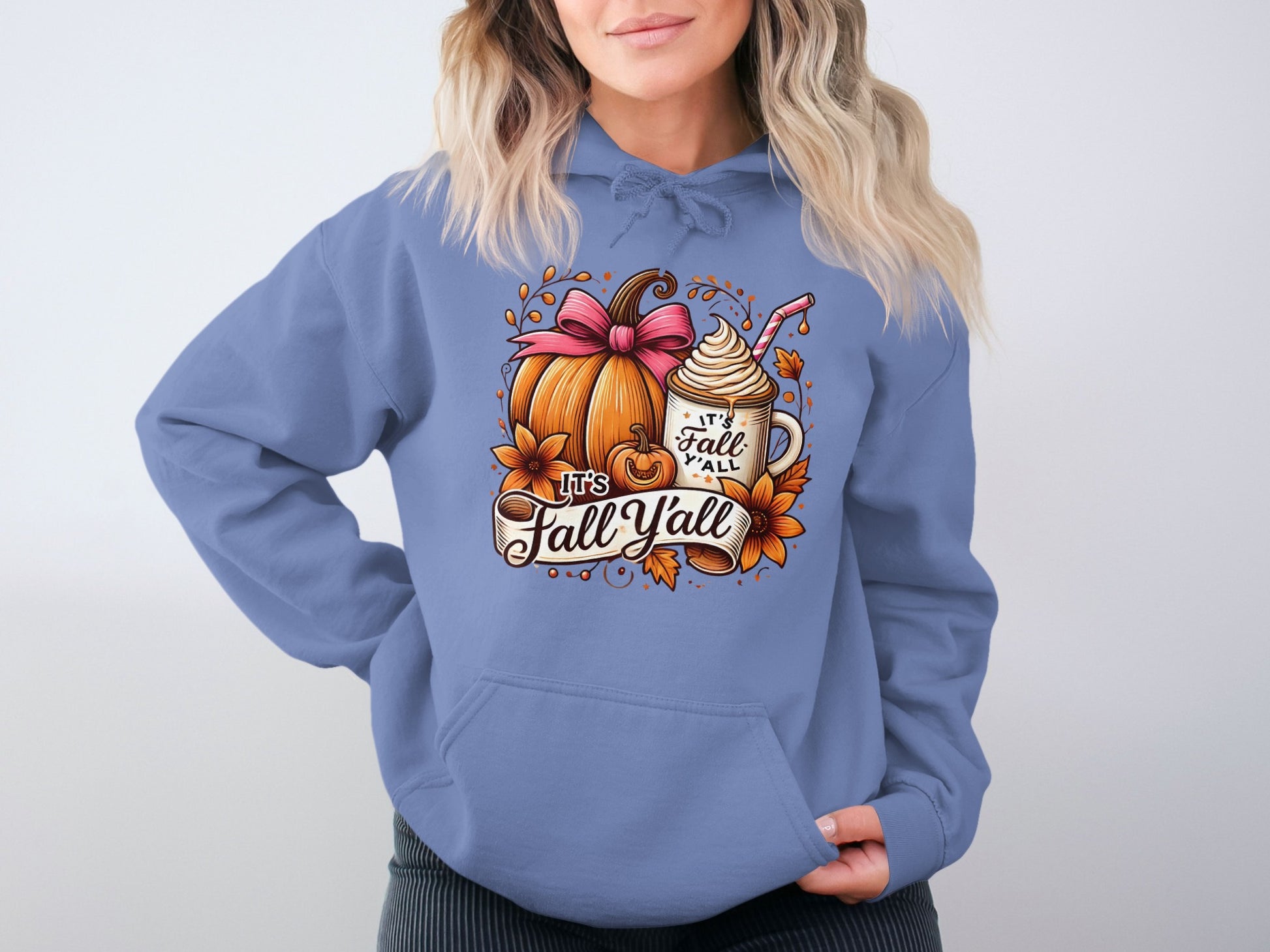 It's Fall Y'all Hoodie With Pumpkin And Coffee product type