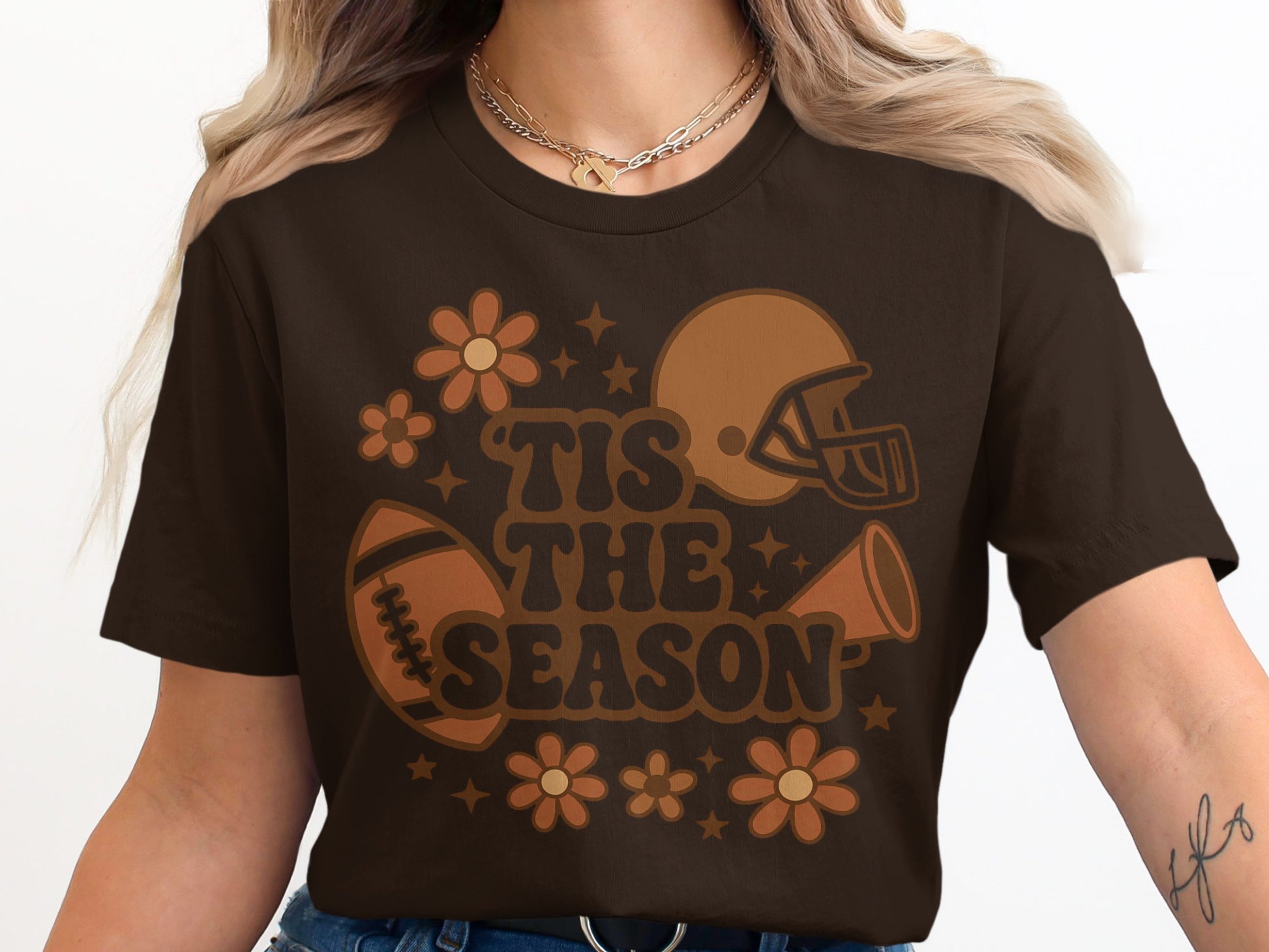 Tis The Season Football Themed Tee Shirt Product