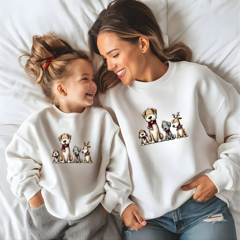 Christmas Dogs Group Winter Holiday Sweatshirt | Cozy Fall Sweatshirt
