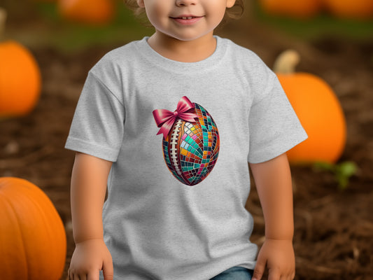 Colorful Mosaic Football with Bow Kids Shirt product