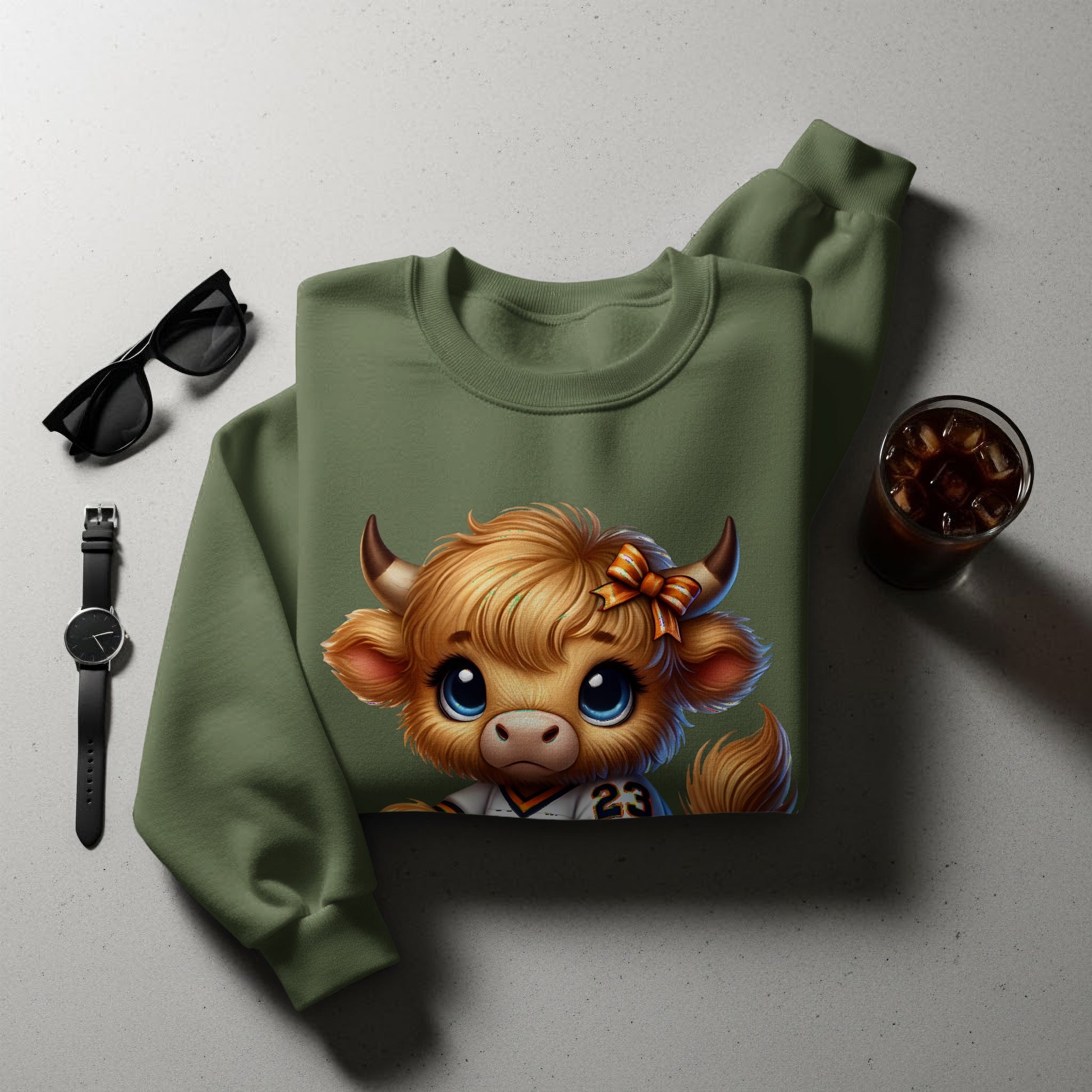 Cute Anime Baby Cow Character Print Sweatshirt product