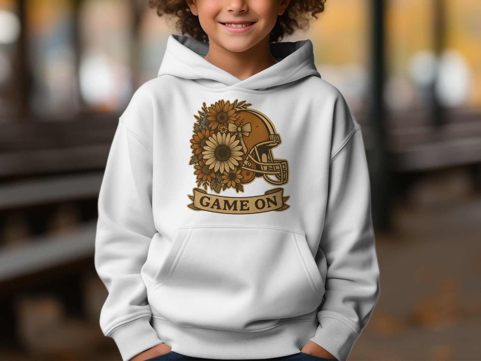 Game On Football Helmet and Flowers Hoodie product